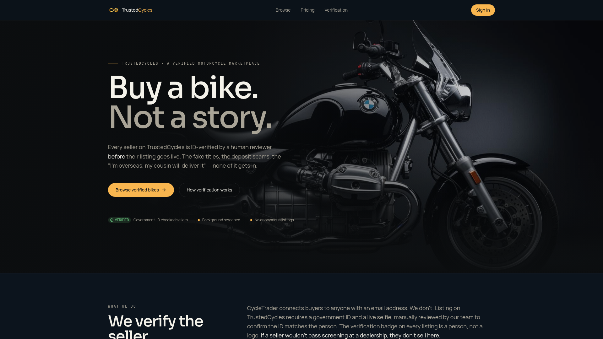TrustedCycles homepage